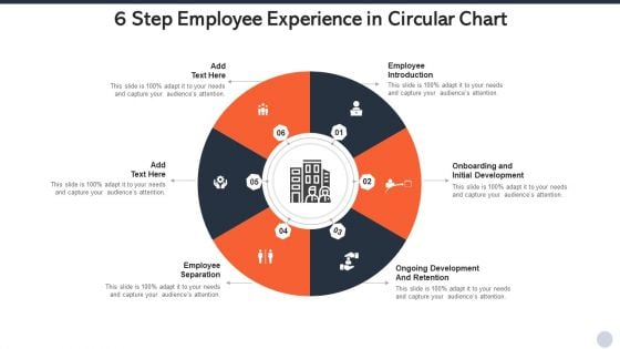 6 Step Employee Experience In Circular Chart Template PDF