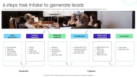 6 Steps Task Intake To Generate Leads Sample PDF 6 Steps Task Intake To Generate Leads Sample PDF