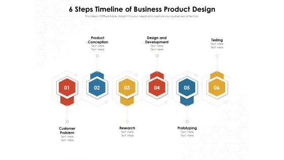 6 Steps Timeline Of Business Product Design Ppt PowerPoint Presentation File Graphics Pictures PDF