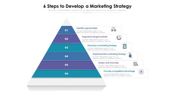 6 Steps To Develop A Marketing Strategy Ppt PowerPoint Presentation File Display PDF