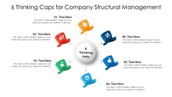 6 Thinking Caps For Company Structural Management Ppt PowerPoint Presentation Gallery Template PDF