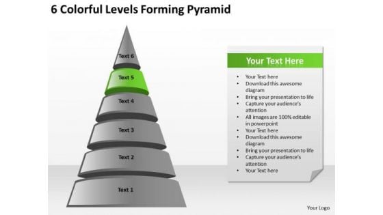 6 Colorful Levels Forming Pyramid Ppt Business Plan PowerPoint Templates