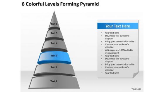 6 Colorful Levels Forming Pyramid Ppt Simple Business Plan Example PowerPoint Slides