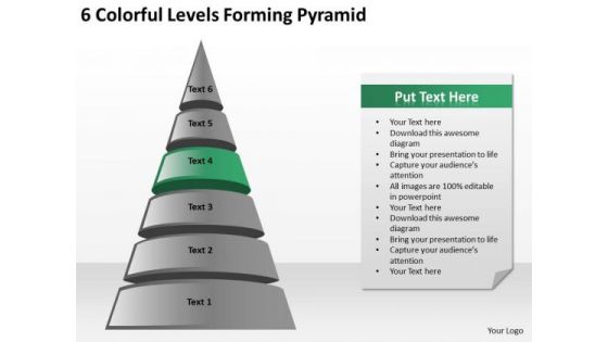 6 Colorful Levels Forming Pyramid Who Writes Business Plans PowerPoint Slides