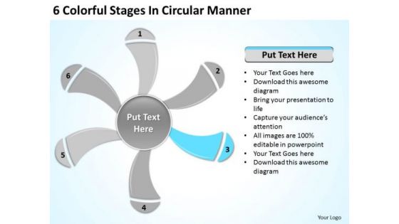 6 Colorful Stages In Circular Manner Business Plan Service PowerPoint Slides