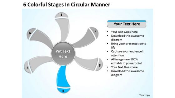 6 Colorful Stages In Circular Manner New Business Plan PowerPoint Slides