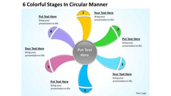 6 Colorful Stages In Circular Manner Ppt For Business Plan PowerPoint Templates