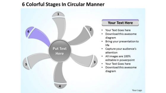 6 Colorful Stages In Circular Manner Ppt Score Business Plan PowerPoint Templates