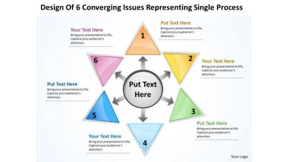 6 Converging Issues Representing Single Process Circular Motion Chart PowerPoint Templates