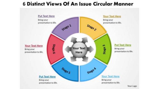 6 Distinct Views Of An Issue Circular Manner Flow Chart PowerPoint Slides