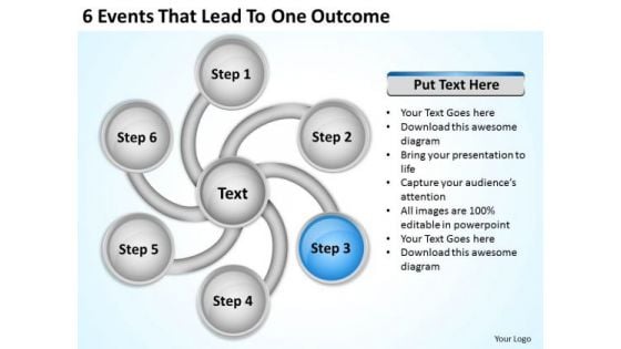 6 Events That Lead To One Outcome Business Plan Template Free PowerPoint Templates