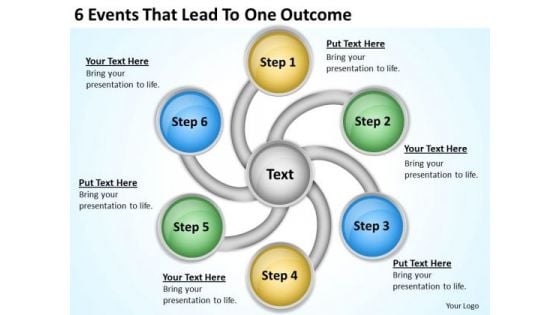 6 Events That Lead To One Outcome Business Plan Template PowerPoint Templates