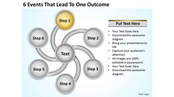 6 Events That Lead To One Outcome Creating Business Plan Free PowerPoint Templates