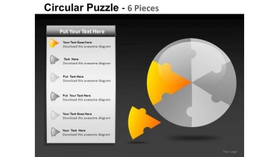 6 Piece Circles Each Piece Separate PowerPoint Slides And Ppt Diagram Templates