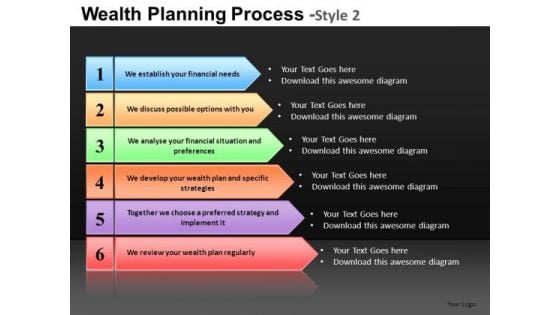 6 Stage Arrows Process Diagrams PowerPoint Slides