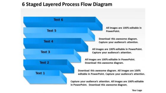 6 Staged Layered Process Flow Diagram Ppt Business Plan Outline Template PowerPoint Slides