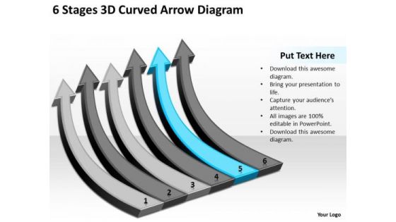 6 Stages 3d Curved Arrow Diagram Business Planning PowerPoint Templates