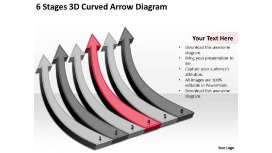 6 Stages 3d Curved Arrow Diagram Ppt Business Plan Model PowerPoint Templates