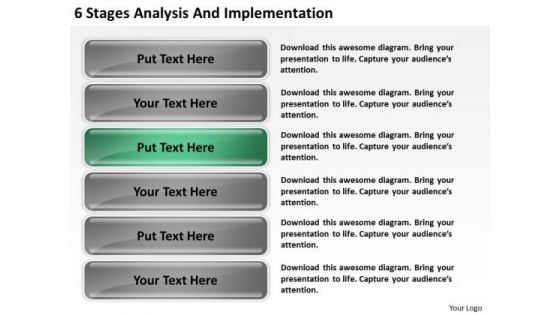 6 Stages Analysis And Implementation Business Plan PowerPoint Slides