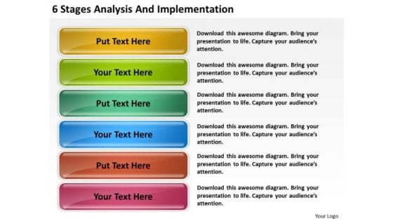 6 Stages Analysis And Implementation Small Business Plans PowerPoint Slides