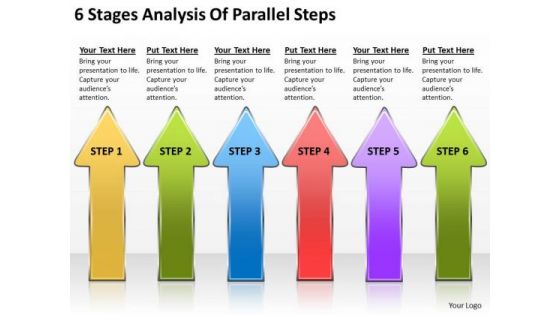 6 Stages Analysis Of Parallel Steps Magazine Business Plan PowerPoint Slides