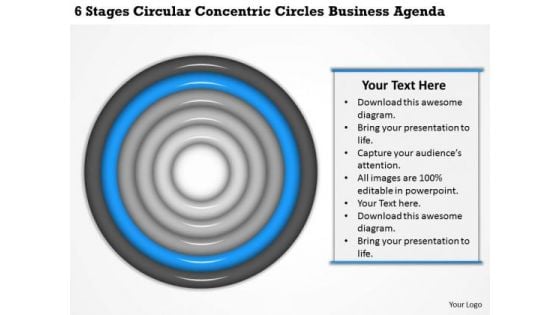 6 Stages Circular Concentric Circles Business Agenda Plan PowerPoint Templates