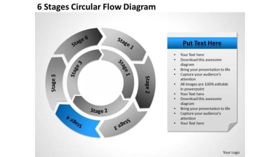 6 Stages Circular Flow Diagram Business Plan For PowerPoint Slides