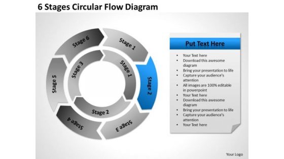 6 Stages Circular Flow Diagram Business Plan Maker PowerPoint Slides