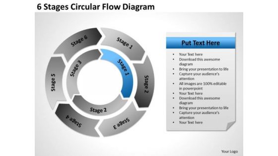 6 Stages Circular Flow Diagram Ppt Business Plan PowerPoint Slides