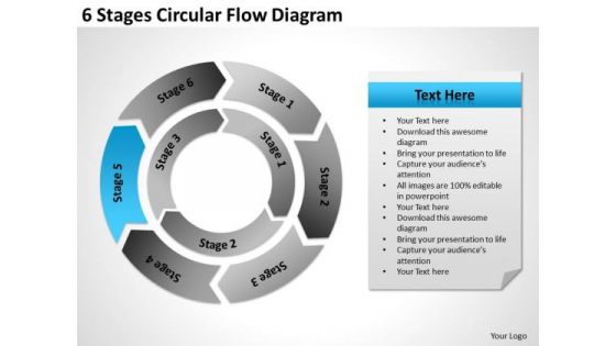 6 Stages Circular Flow Diagram Simple Business Plan Example PowerPoint Templates