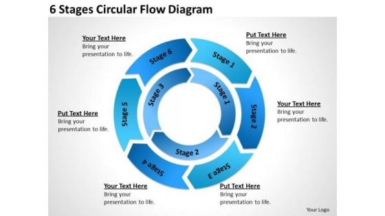 6 Stages Circular Flow Diagram Startup Business Plan Examples PowerPoint Templates