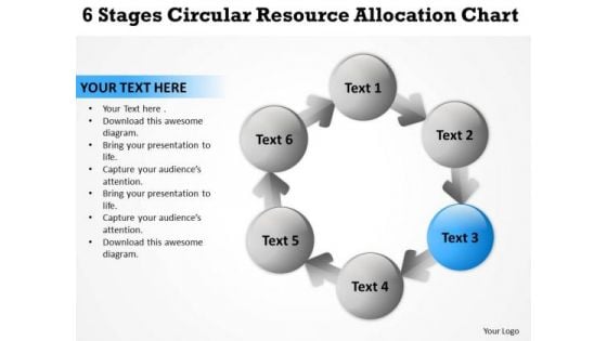 6 Stages Circular Resource Allocation Chart Business Plan Download PowerPoint Slides