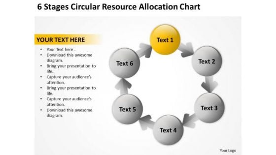 6 Stages Circular Resource Allocation Chart Salon Business Plan Template PowerPoint Slides