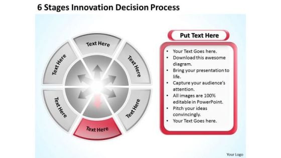 6 Stages Innovation Decision Process Simple Business Plan PowerPoint Templates