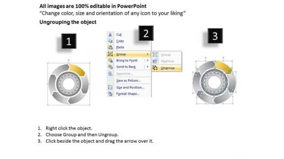 6 Stages Multicolored Gears Mechanism Development Business Plan PowerPoint Slides