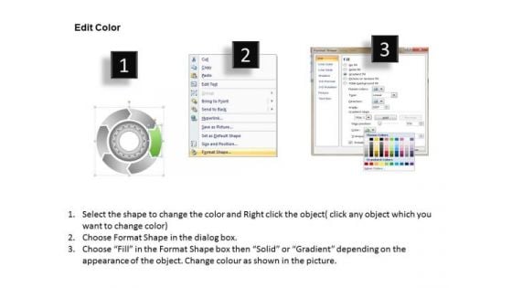 6 Stages Multicolored Gears Mechanism Development It Business Plan PowerPoint Slides