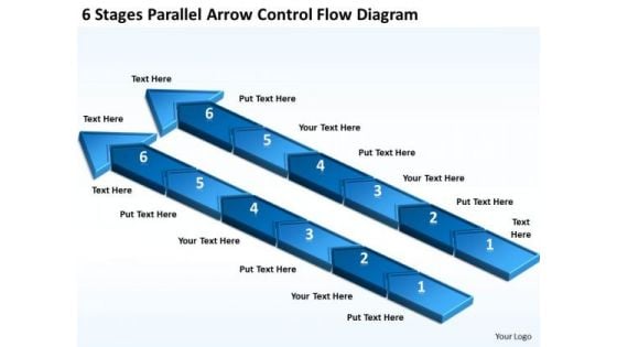 6 Stages Parallel Arrow Control Flow Diagram Business Plan Programs PowerPoint Slides