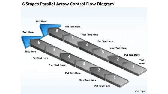 6 Stages Parallel Arrow Control Flow Diagram Ice Cream Business Plan PowerPoint Slides