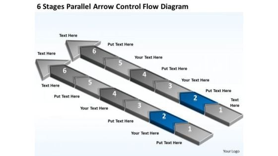 6 Stages Parallel Arrow Control Flow Diagram Startup Business Plan PowerPoint Slides