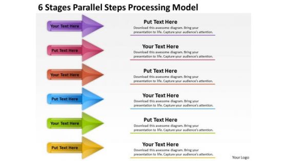 6 Stages Parallel Steps Processing Mode Business Plan Template PowerPoint Templates