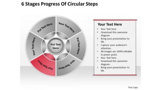 6 Stages Progress Of Circular Steps Chiropractic Business Plan PowerPoint Slides