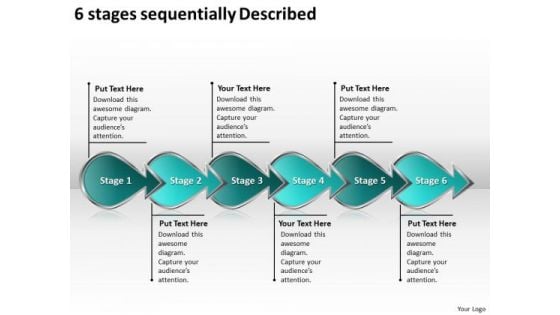 6 Stages Sequentially Described Flow Charting PowerPoint Templates