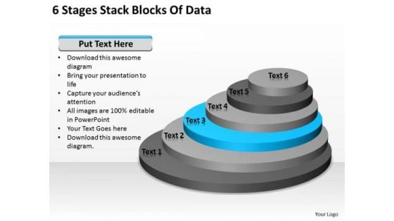 6 Stages Stack Blocks Of Data Business Plan PowerPoint Templates