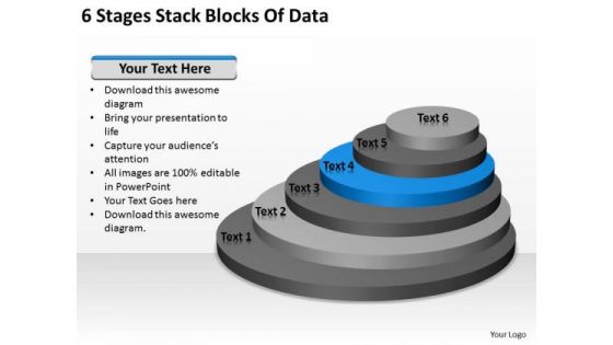 6 Stages Stack Blocks Of Data Business Plans For PowerPoint Templates