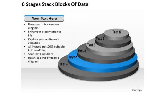 6 Stages Stack Blocks Of Data Construction Business Plan PowerPoint Templates