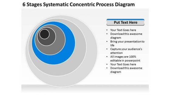 6 Stages Systematic Concentric Process Diagram Business Plan Companies PowerPoint Slides