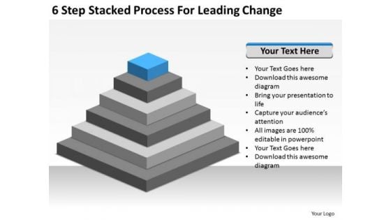 6 Step Stacked Process For Leading Change Ppt Bank Business Plan PowerPoint Slides