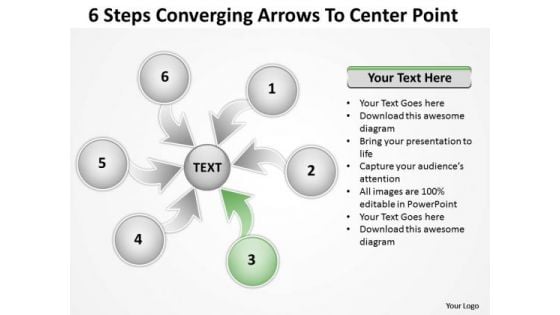 6 Steps Converging Arrows To Center Point Cycle Diagram PowerPoint Template