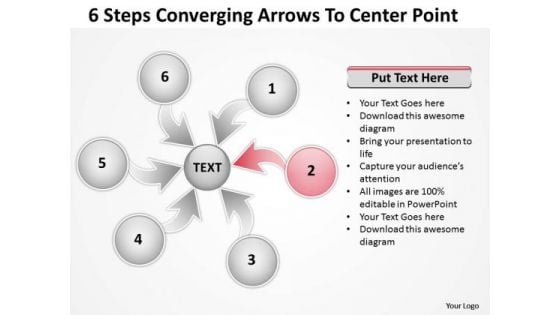 6 Steps Converging Arrows To Center Point Cycle Diagram PowerPoint Templates