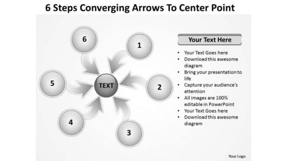 6 Steps Converging Arrows To Center Point Ppt Circular Spoke Network PowerPoint Templates